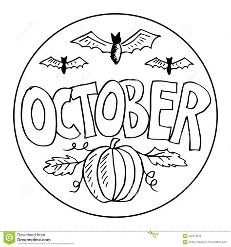 Illustration about October Coloring Pages for Kids. Hand drawing