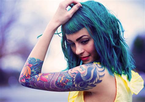 Wallpaper Face Colorful Women Model Dyed Hair Nose