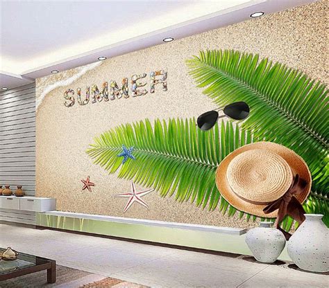 Custom 3d Photo Wallpaper Mural Living Room Summer Coconut Sea