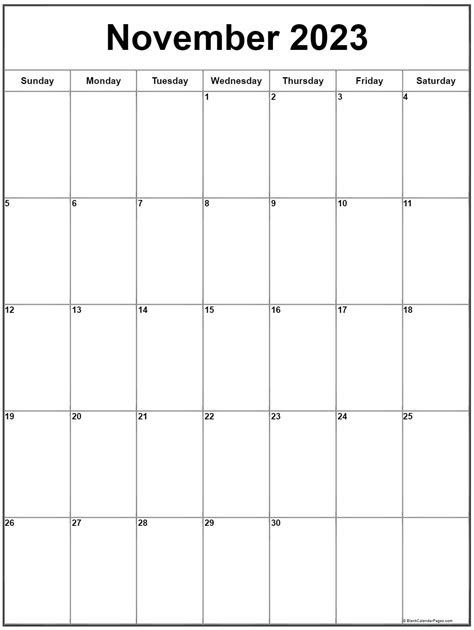 November 2023 Printable Calendar 2023 November Calendar Printable