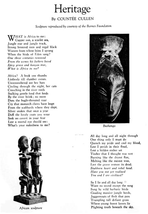Poème Heritage De Countee Cullen Publié En Mars 1925 Dans Le Magazine
