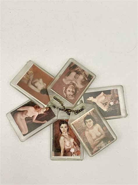 Lot Of Vintage Nude Woman Photo Keychains Erotic Pinups Risque Pictures