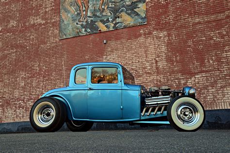 1932 Ford Five Window Coupe Hot Rod Blue Wallpapers Hd Desktop