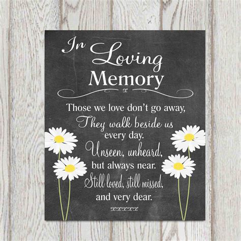 Printable 8x10 Those We Love Dont Go Away Wedding Memorial Table Sign