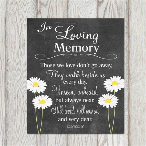 Memorial table In loving memory printable Wedding memorial