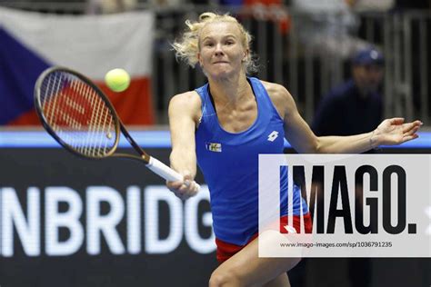 Czech Tennis Player Katerina Siniakova In Action During The Billie