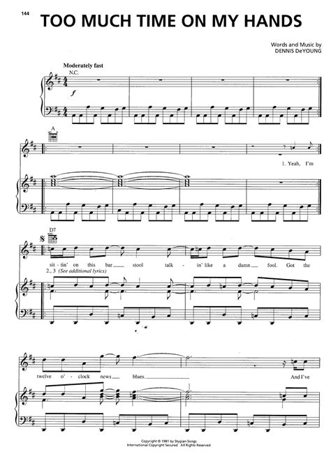 Styx Too Much Time On My Hands Sheet Music Pdf Free Score Download ★