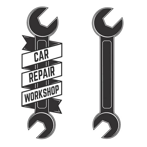 Premium Vector Car Repair Workshop Emblem Template With Car Wrench In
