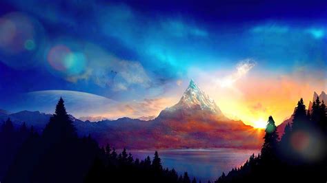 82499 Mountain Colorful Sunset Sky Scenery Landscape 4k Wallpaper
