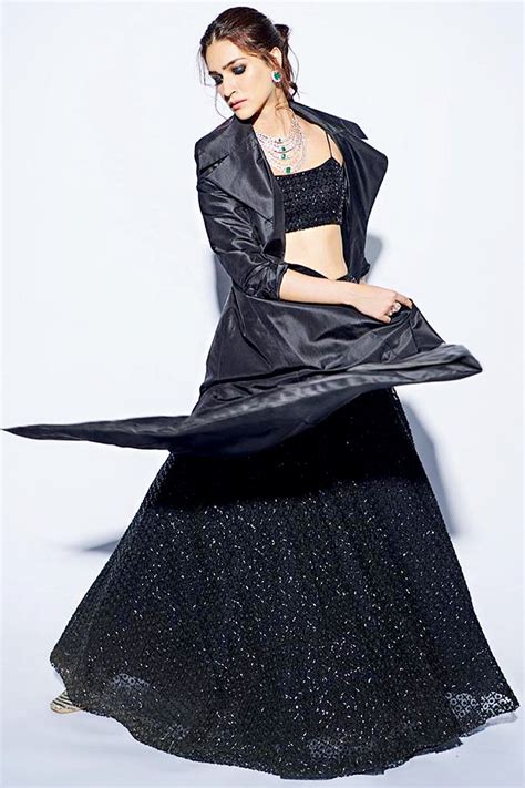 Kriti Sanons Black Lehenga Jacket Set Is The Perfect Outfit For Your Bffs Winter Wedding