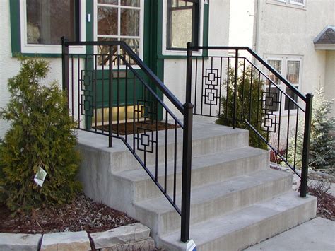 Iron Step Railing With 2 Inch Square End Posts And Square Casting