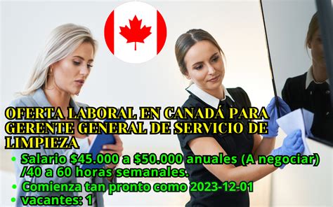 Oferta Laboral En CanadÁ Para Gerente General De Servicio De Limpieza Ofertas De Empleo CanadÁ