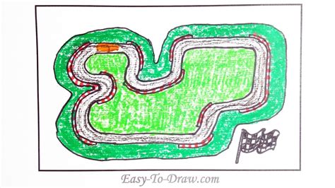 How To Draw A Race Track With Guardrail Step By Step