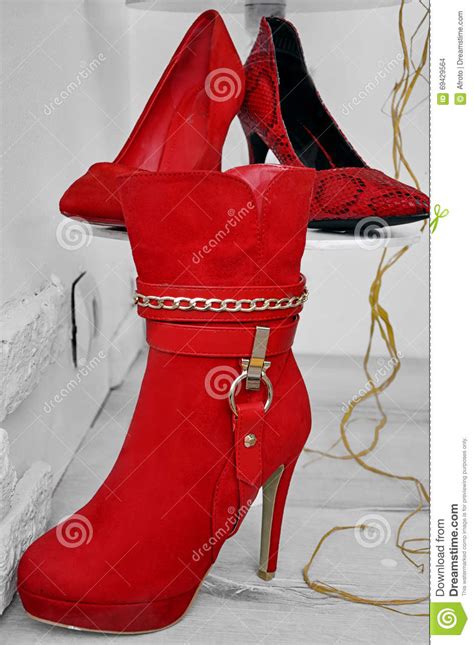 Red Stylish High Heel Shoes Stock Photo Image Of Female Quality