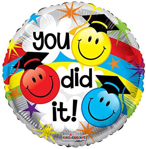 Graduation You Did It Smiley Faces 17 Mylar Balloon Bulk 5 Pack