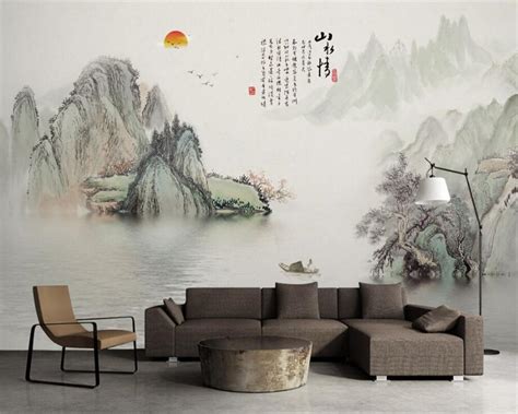 Beibehang Custom Wallpaper Picture New Chinese Simple Ink Landscape