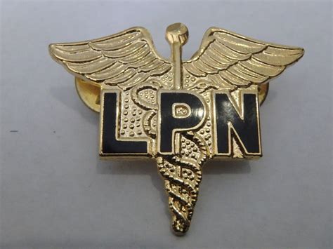 Vintage Gold Lpn Pin Wings Black Enamel Etsy