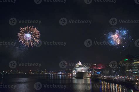 Fireworks In Stockholm Harbor Sweden 12214083 Stock Photo At Vecteezy
