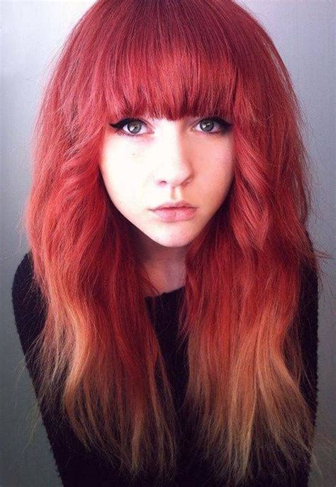 Girls With Red Hair Ombre Color Dyed Red Hair