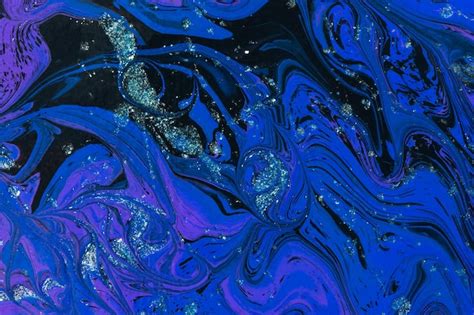 Premium Photo Abstract Space Blue Purple Black Background Acrylic Painting Fluid Art