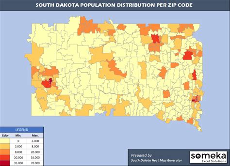 South Dakota Zip Code Map In Excel Zip Codes List And Population Map