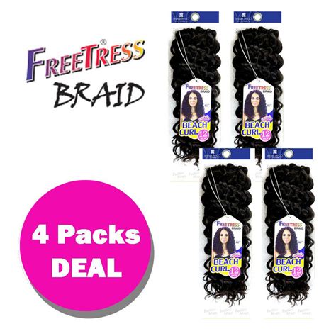 4 Pack6 Pack Beach Curl 12 Freetress Synthetic Crochet Braid