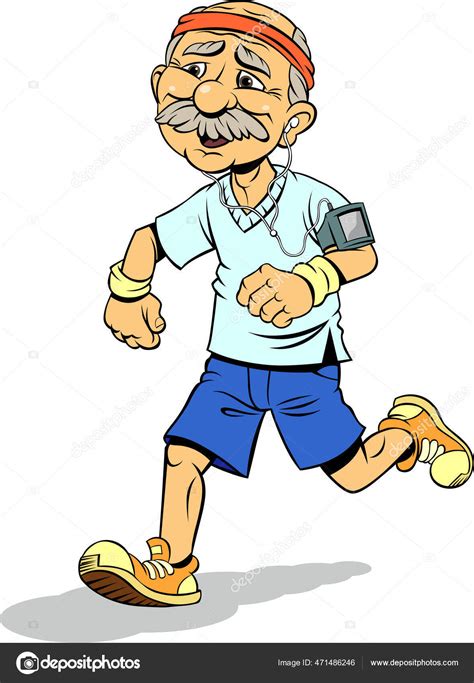 Old Man Running Cartoon
