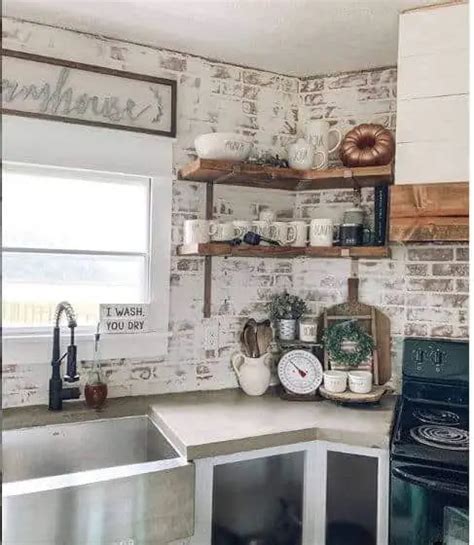 How To Create A White Washed Brick Farmhouse Style Backsplash