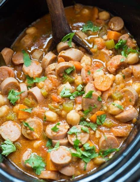 Slow Cooker Chickpea Sausage Stew The Flavours Of Kitchen