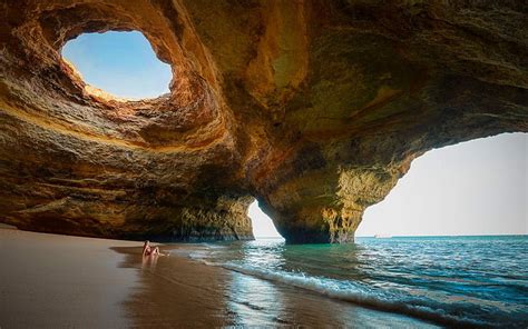 Hd Wallpaper Body Of Water Nature Landscape Sea Cave Beach Sand
