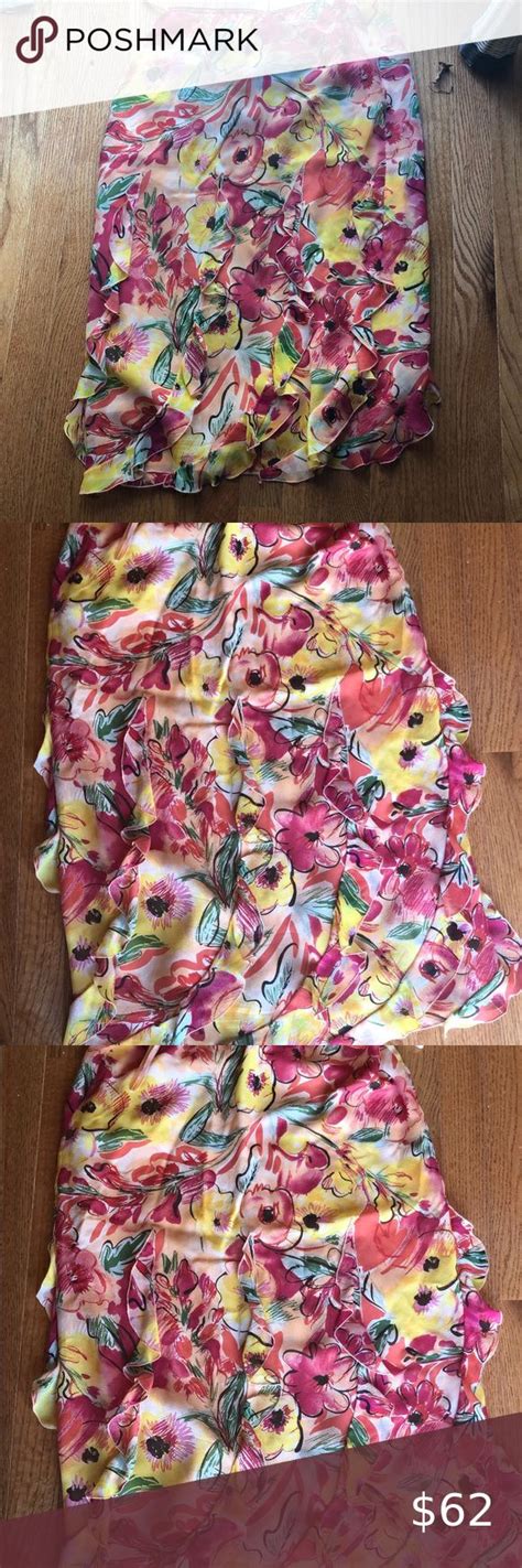 Emanuel Ungaro Vintage Skirt Ruffled Floral Size 4 Emanuel Ungaro