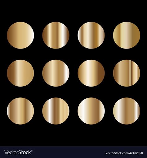 Gold Gradients Circular Metals Set Royalty Free Vector Image