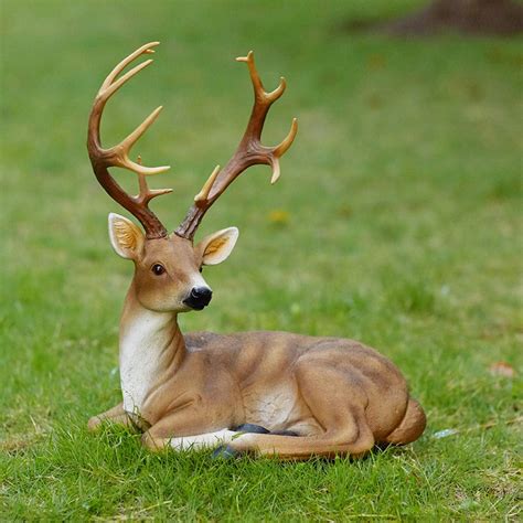 Shuiangran Resin Deer Statue Buck Lawn Decoration Wildlife