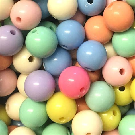 25 X 14mm Shiny Acrylic Bubblegum Beads Colourful Pastel Beads