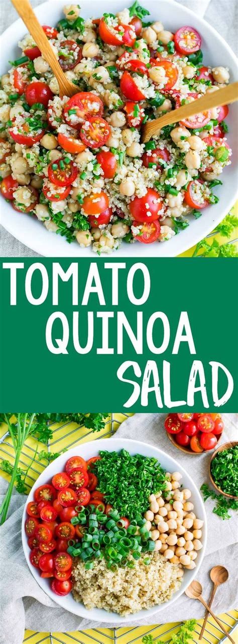 Homemade shrimp taco meal prep bowls. Tomato Quinoa Salad - Food Delicious Ideas | Vegan salad ...