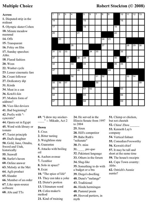 Newspaper Printable Crossword Puzzles Brennan