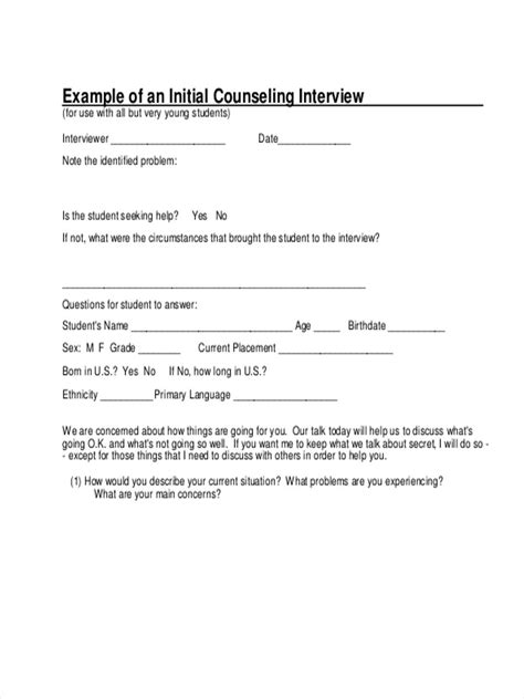 Free 34 Counselling Forms In Pdf Ms Word