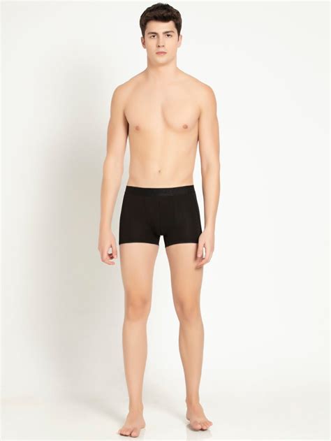 Buy Black Solid Color Ultra Soft Trunks With Double Layer Contoured Pouch For Men Ic25 Jockey