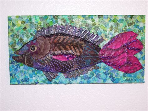Firstfish Whimsical Fish Art Mixed Media Ooak By Suzanneholtart