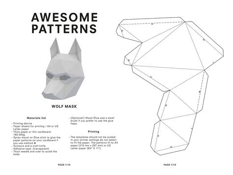 Lapa studios diy animal masks paper art paper masks. DIY Wolf Mask, Low Poly Paper Craft Template, Printable Wolf Mask, Instant Pdf Download, 3D Low ...