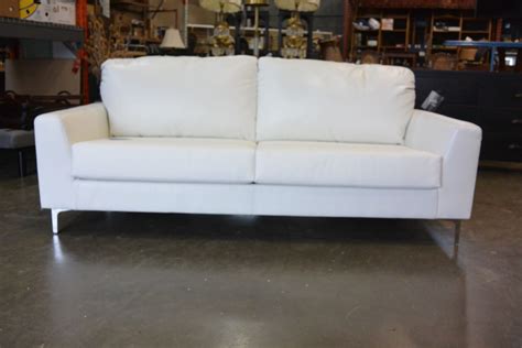 Brand New Ashley White Leather Modern Sofa With Chrome Legs Retail 2199