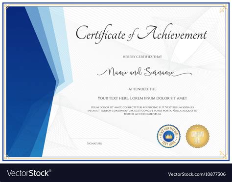 Modern Certificate Template For Achievement Vector Image