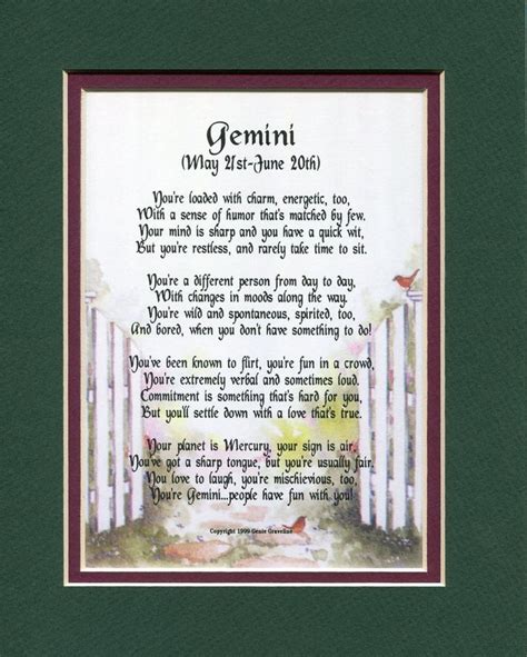 Gemini Gemini Poem Gemini Print Gemini Present Gemini T Horoscope
