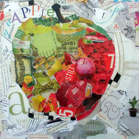 Kaysmithbrushworks Apple Torn Paper Collage