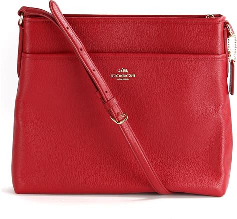 Coach Pebbled Leather File Bag Classic Red Handbags