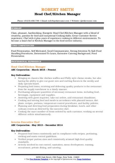 Chef Resume Samples Qwikresume