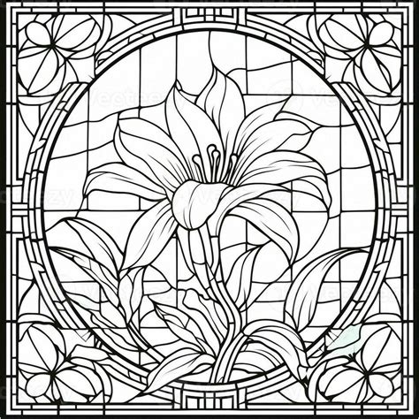 Stained Glass Flower Coloring Page 26915208 Stock Photo at Vecteezy
