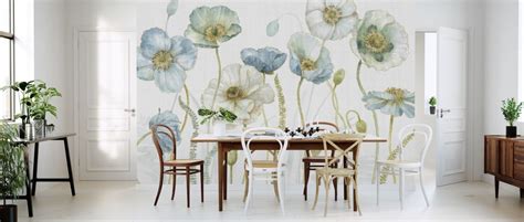 Blue And White Flowers Wallmural Evershine Walls