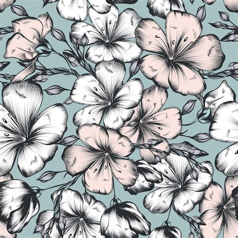 Premium Vector Floral Vector Hand Drawn Seamless Pattern With Flowers