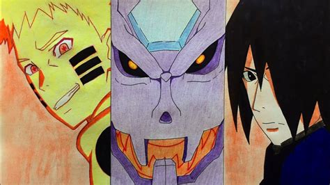 Naruto And Sasuke Susanoo X Kurama Speed Drawing Youtube